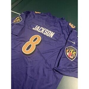 Nike Lamar Jackson Baltimore Ravens Purple Gold Sewn #8 Jersey 3XL NFL On Field